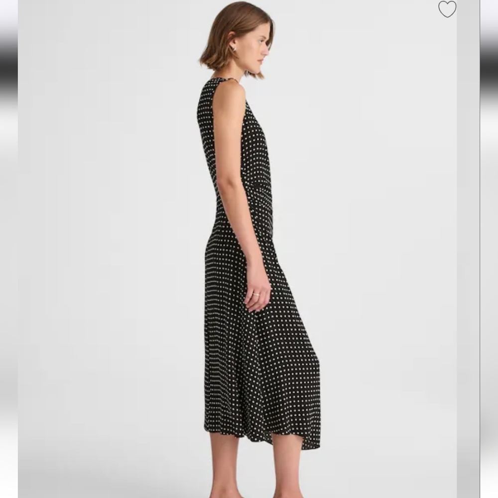 Madewell Asymmetrical aruched Midi Dress - Linear Dots Jet Black - Picture 3 of 13